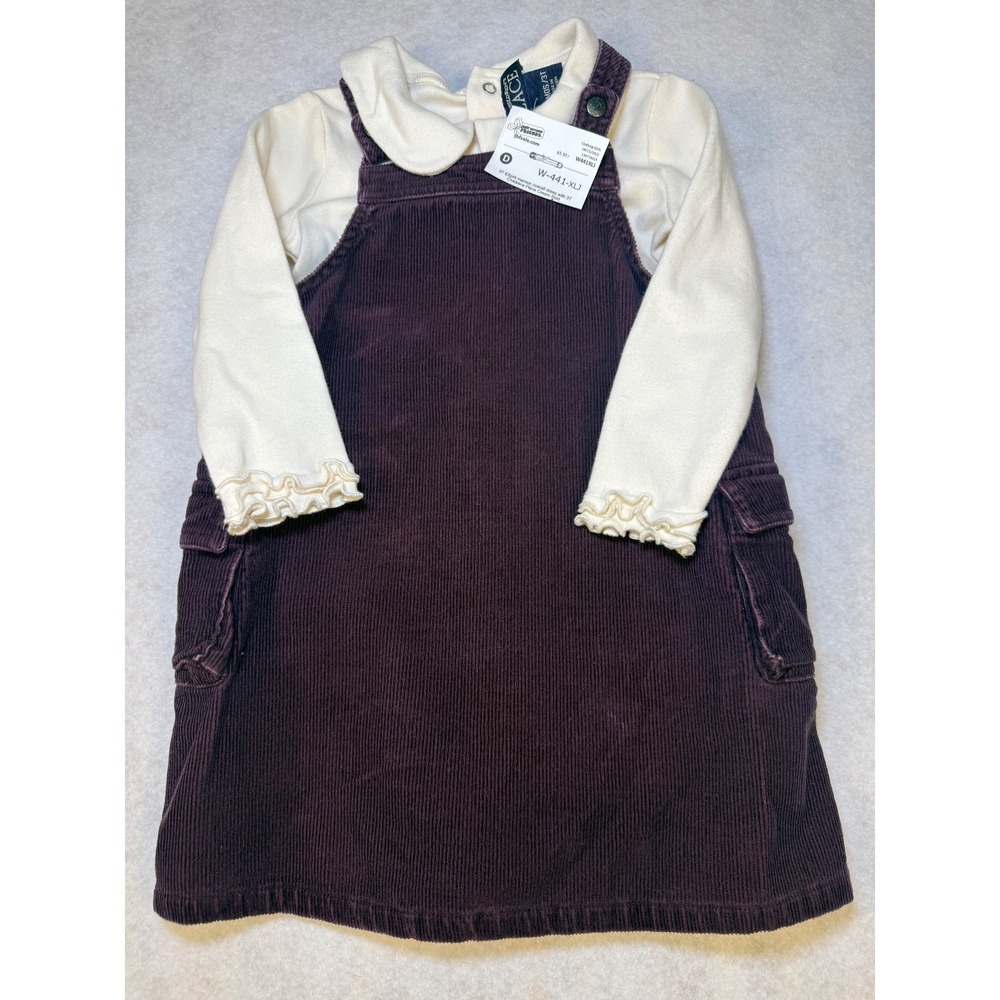 NWT The Children's Place 3T Corduroy Jumper Dress Set Cream Top Plum Pinafore Ou